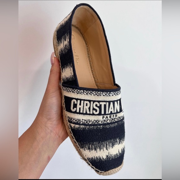 CHRISTIAN DIOR Cotton Embroidered D-Stripes Granville Espadrille size 40 - Picture 3 of 9